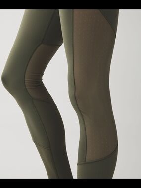 lululemon athletica Barre Star Olive Green Mesh-Panel Leggings
